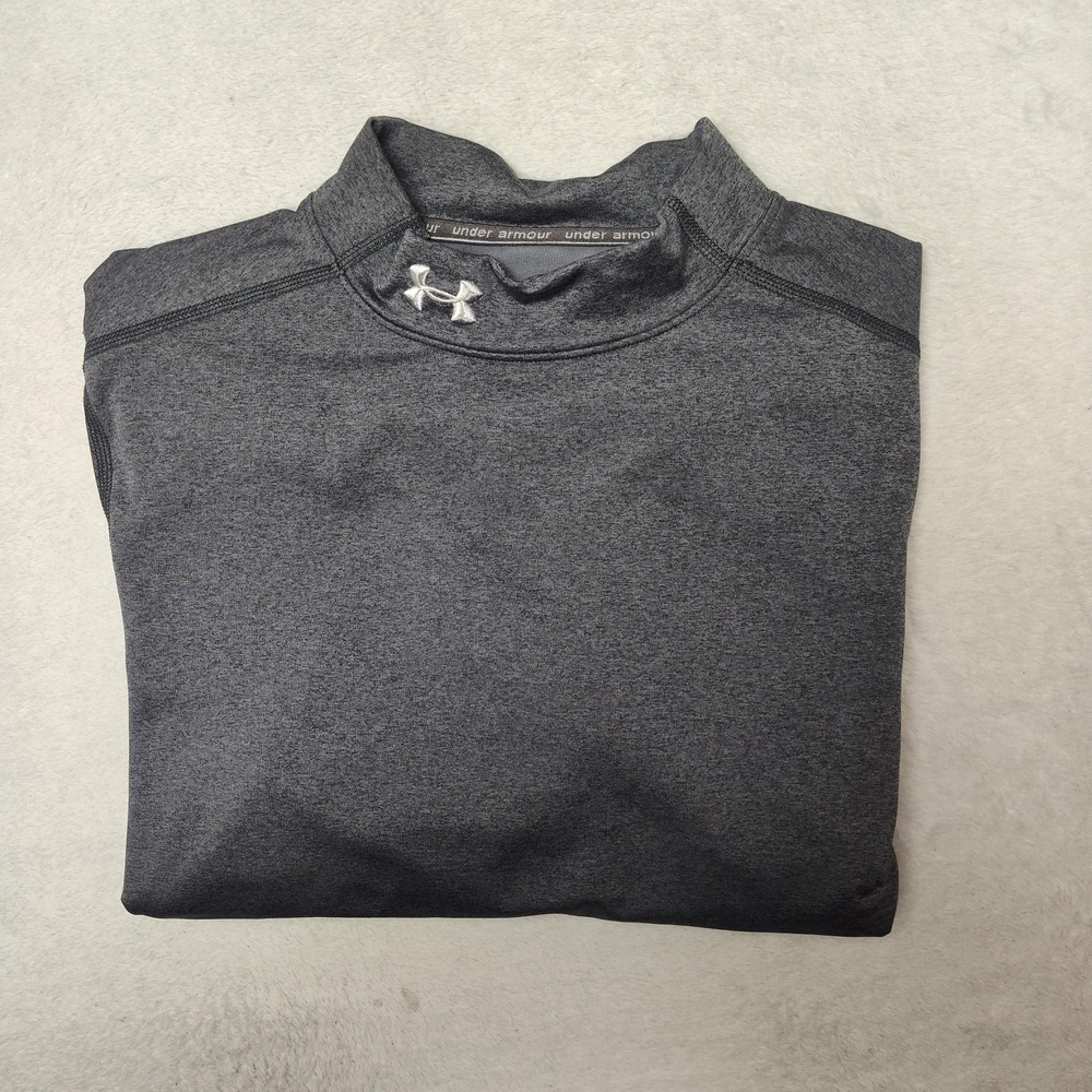 Under Armour Shirt Womens Large Gray Mock Neck Thermal Stretch Coldgear‎ 1215968